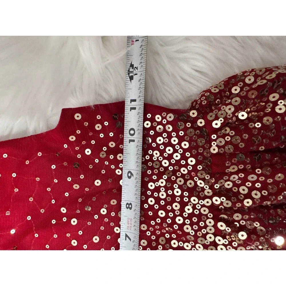 H&M‎ Girls Red Sequin Tulle Party Dress Size 4T Sparkle Formal